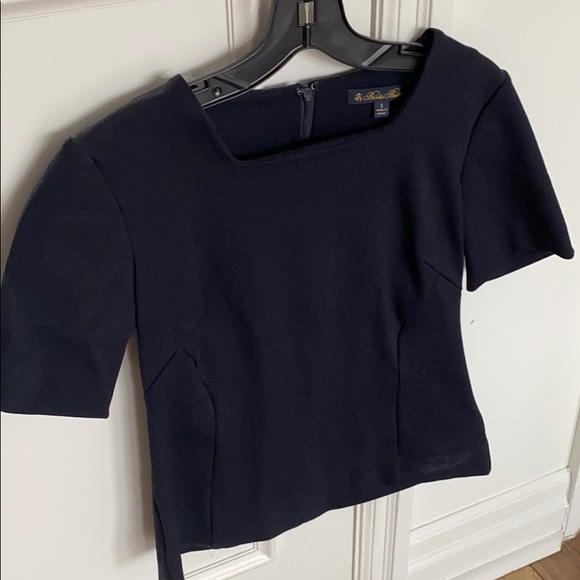 Navy blue square neck blouse. - Picture 1 of 3